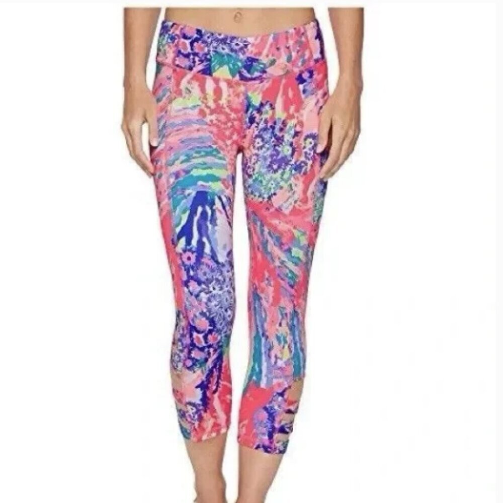 Lilly Pulitzer Luxletic UPF 50 Weekender Crop Legging Multi Rainbow Soleil - Picture 2 of 6